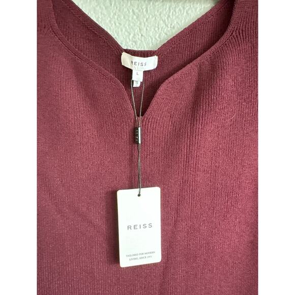 NWT Women's Reiss Olivia Sweetheart Neck Midi Dress In Burgundy size L - Picture 4 of 7